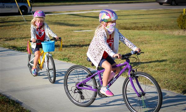 Students walk to school